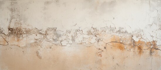 Sticker - A close up photograph showcasing a white wall with distinctive brown stains resembling abstract art, creating a visual arts piece inspired by natural elements like soil and water