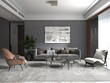 Mock up of an exclusive bright living room with a gray comfortable sofa and a stylish decorative background, 3D rendering.