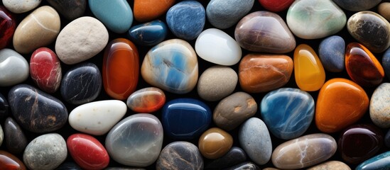 Poster - A stack of vibrant pebbles, showcasing the natural material property of rock in electric blue hues. Perfect as a fashion accessory or decoration for any event