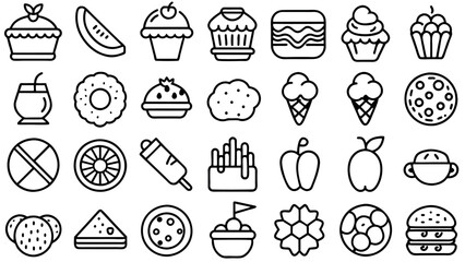 Outline food icons set for web and applications