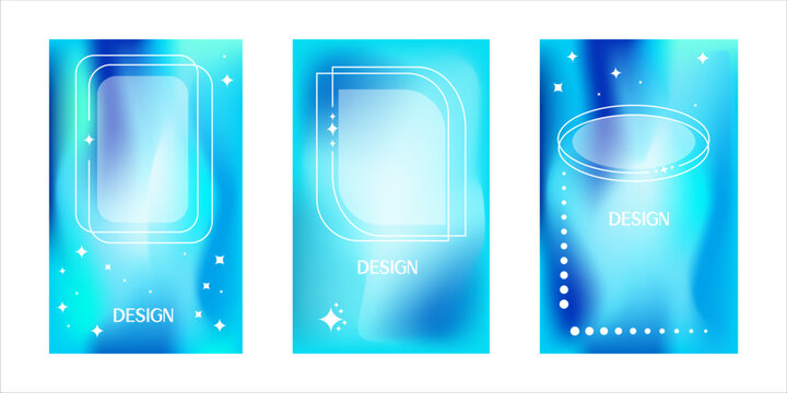 Set of blue bright modern posters