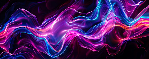 Wall Mural - illustration of abstract colorful waves on black background