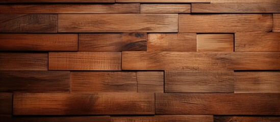 Canvas Print - A closeup of a brown rectangular wooden wall made of wooden blocks, showcasing the natural beauty of hardwood flooring with wood stain. A stunning example of quality building material in brickwork