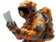 Cosmonaut 3D render. Cosmonaut with a letter in his hands. High quality photo. Generated by AI