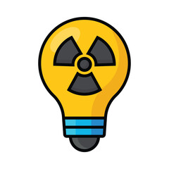 Light bulb icon with radiation hazard sign, vector illustration 