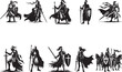 Knights Silhouettes Medieval Knights EPS Vector Knights Clipart	
