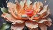 delicate flower of pastel peach color painted with oil paint. close up