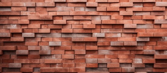 Wall Mural - Closeup of a brown hardwood brick wall with a geometric pattern, showcasing the intricate rectangular design of the brickwork and composite material