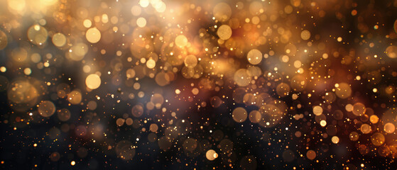 Wall Mural - Golden bokeh galaxies in a warm hue