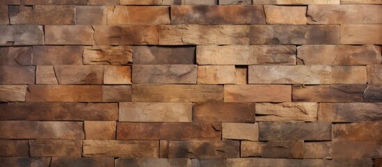 Canvas Print - A detailed closeup of a brown hardwood wall made of rectangular wooden blocks, showcasing the natural beauty of this composite building material