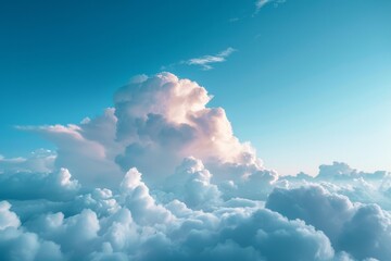 Sticker - View of the sky with clouds from an airplane. Background with selective focus and copy space