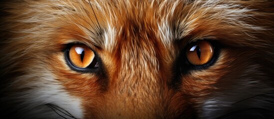 Poster - A closeup of a felidaes eye, resembling those of a fox, gazing directly at the camera. The small to mediumsized carnivores whiskers and fawncolored fur add to its charm