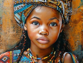 Wall Mural - Heritage day south Africa. Portrait of an African girl. Culture identity and history. Celebrate honor to ancestors.