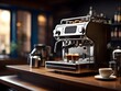 Coffee machine making coffee in a coffee shop. 3d rendering