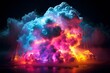 Contemporary Abstract cloud neon. Art dark air. Generate Ai