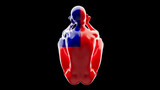Fototapeta Zwierzęta - Modern Glossy Sculpture Adorned with the Haitian Flag Colors on Black Background