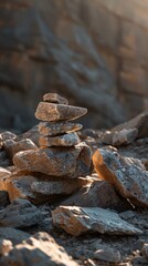 Wall Mural - Zen stone stack in natural light