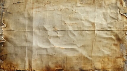 Wall Mural - a beige aged linen texture on paper, scrapbook paper, distressed edges. Old vintage paper texture banner background. Light brown paper