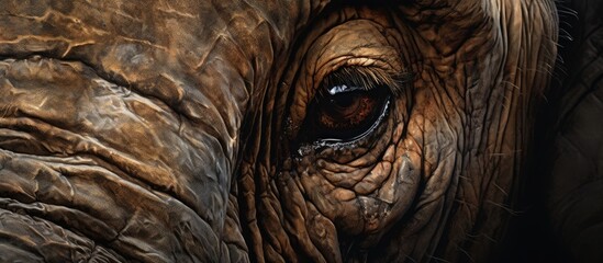 Sticker - a close up of an elephant s eye with a dark background . High quality