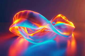 Wall Mural - 3d render of perfect shape in neon orange and blue, with futuristic energy concept