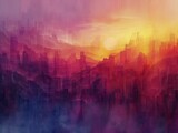 Fototapeta  - Digital Dawn reveals abstract hues, heralding new predictive opportunities at sunrise.