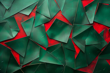 Wall Mural - elegant green abstract background with polygon shapes in shades of red