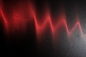 Wall Mural - Red color gradient background with vibrant abstract glowing wave and grainy black noise texture. Versatile backdrop for digital art, graphic design, book covers, posters, social media, and marketing