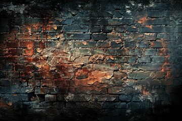 Wall Mural - Red and black brick wall with grunge texture, dark edgy background for industrial interior design. Brickwork backdrop, copy space for loft style home decor, Halloween or Friday 13th holiday