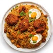 Fried rice with chicken and egg. Generative AI
