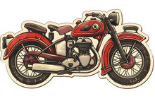 Motorcycle And Side Car VINTAGE PATCH STICKER Clean Colors Flat