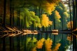 Blurred nature background view of naturally occurring trees and reflection on the water surface, the beauty 