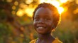 Bathed in the warm light of sunset, a close-up portrait of a blissful child encapsulates the essence of mental wellness, radiating joy and contentment.

