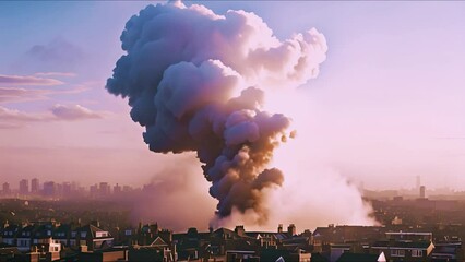 Wall Mural - Clouds of unhealthy air hovering above the city.