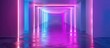 © Vusal - Neon Light Frame Design Wallpaper and , Abstract Futuristic Neon Light Background, Reflective Empty Room with Neon Tube.