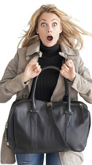 Poster - woman shock when check bag