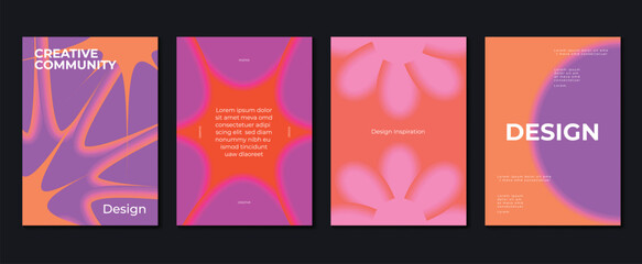 Wall Mural - abstract gradient background vector set. minimalist style cover template with vibrant perspective 3d