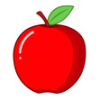 red apple illustration filled outline