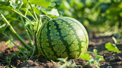 watermelon patch in a summer day