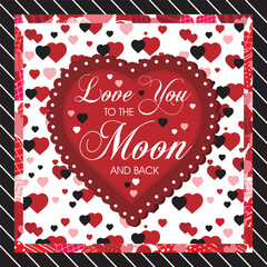 Canvas Print - Happy valentine's day card design with hearts and lettering