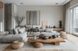 © SHI - Rustic living room. French country, farmhouse, Provence modern living room interior design