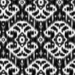 Seamless Ikat Pattern. Abstract black and white background for textile design, wallpaper, surface textures. ATLAS ADRAS ABAYAS