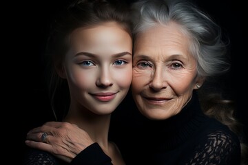 Older and Younger Woman Posing Together