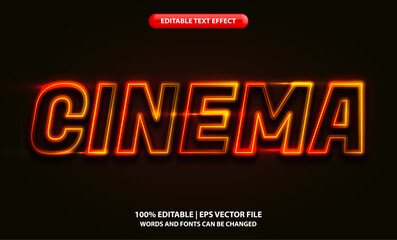 Wall Mural - Cinema red neon editable text effect style