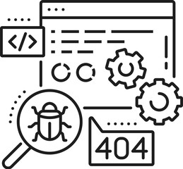 Tester, IT specialist of software testing and analysis vector icon for digital engineering or development technology. Computer or web app software test specialist of UI UX usability or debugging test