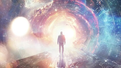 Wall Mural - galactic rift revelation interdimensional being. space background illustration. seamless looping ove