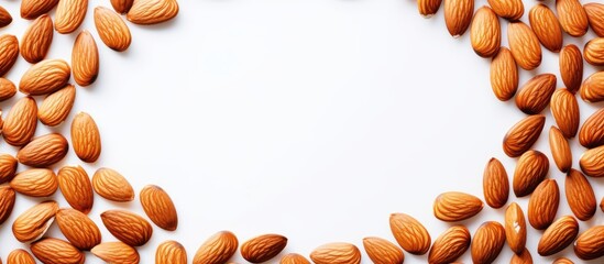 Wall Mural - Almonds on White Background