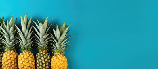  Pineapples on a blue surface