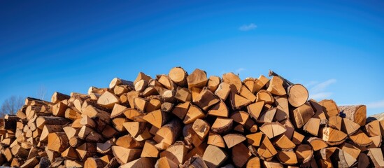 Wall Mural - A pile of firewood in the snowy landscape