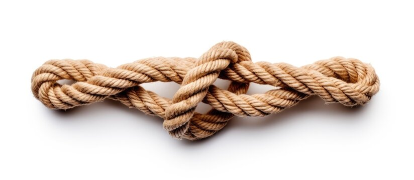 A knot of rope on a plain white background