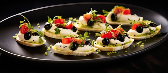 Canvas Print - Plate of appetizers with olives and tomatoes